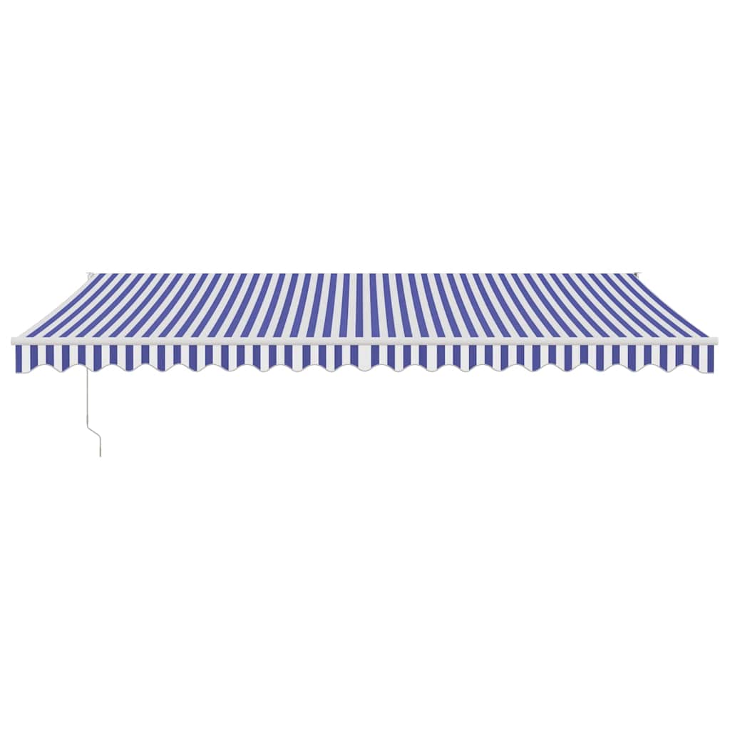 Elektrische Markise mit Kurbel Blau und Weiß 5x3 m