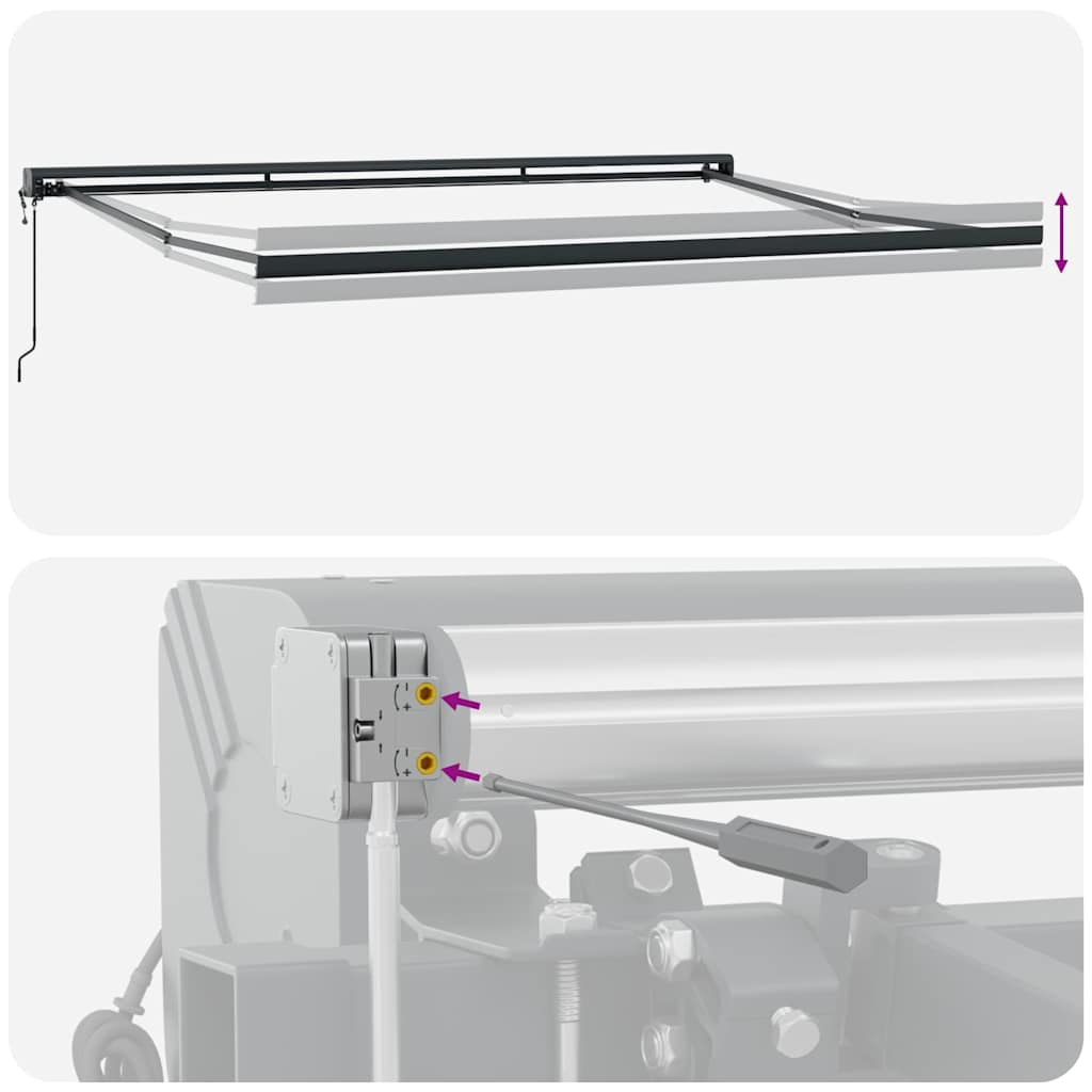 Markise Einziehbar Blau und Weiß 4x3 m Stoff und Aluminium
