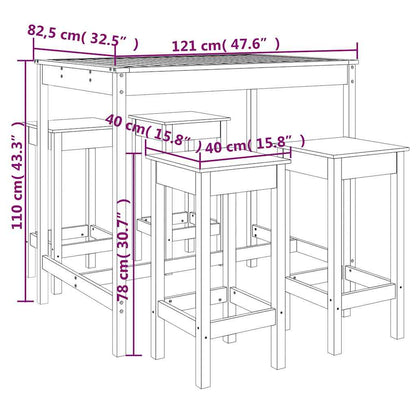 5-tlg. Gartenbar-Set Massivholz Kiefer