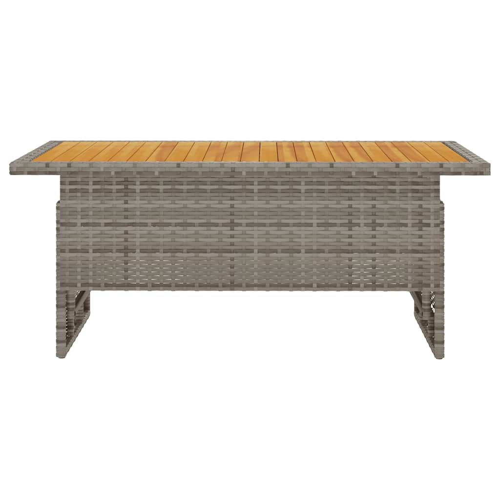 Gartentisch Grau 100x50x43/63 cm Akazienholz & Poly Rattan