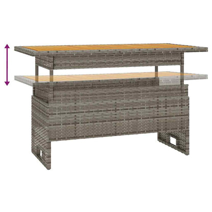 Gartentisch Grau 100x50x43/63 cm Akazienholz & Poly Rattan