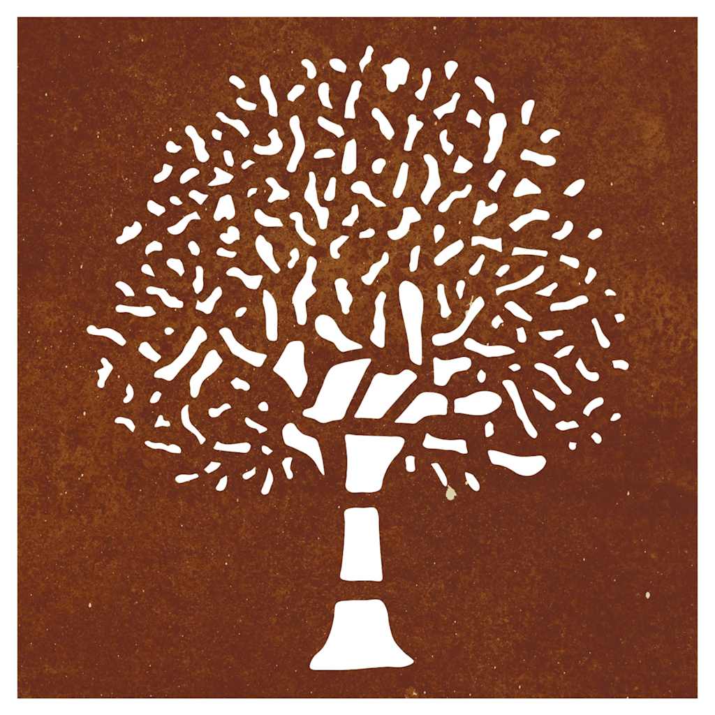 Garten-Wanddeko 55x55 cm Cortenstahl Baum-Design