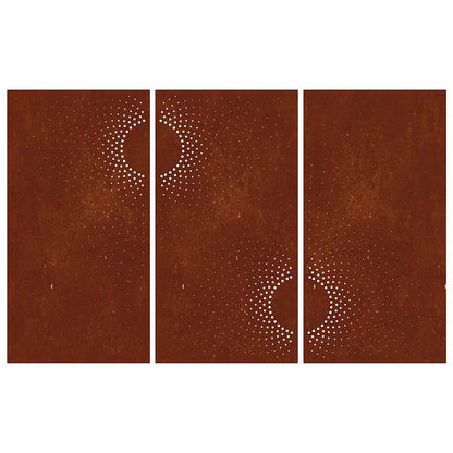 3-tlg. Garten-Wanddeko 105x55 cm Cortenstahl Sonnen-Design