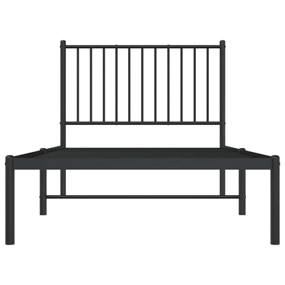 Bettgestell mit Kopfteil Metall Schwarz 90x190 cm