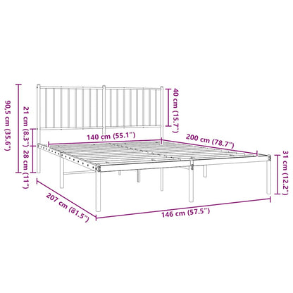 Bettgestell mit Kopfteil Metall Schwarz 140x200 cm