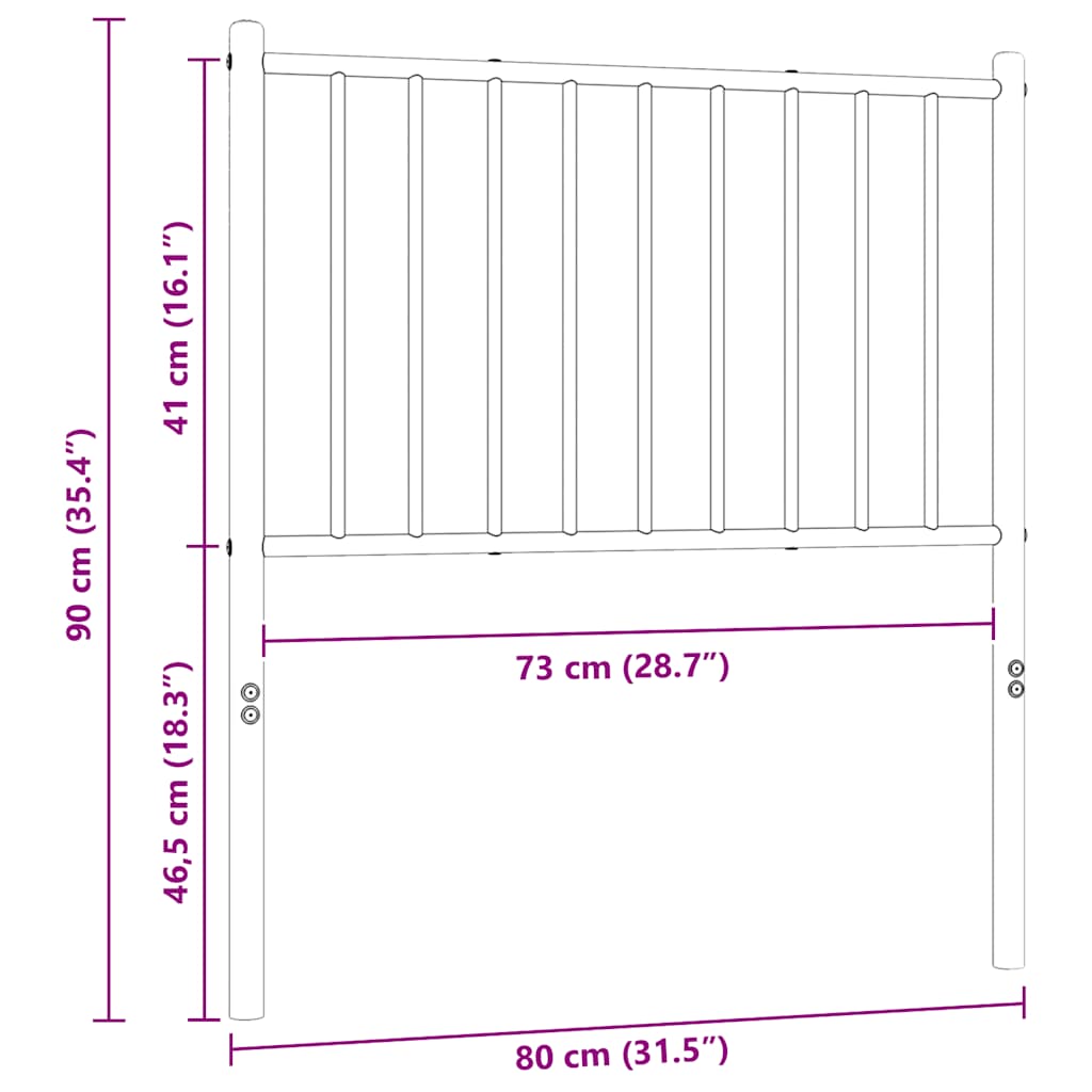 Ersatz-Kopfteil Metall Schwarz 75 cm