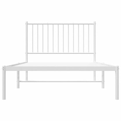 Bettgestell mit Kopfteil Metall Weiß 100x190 cm