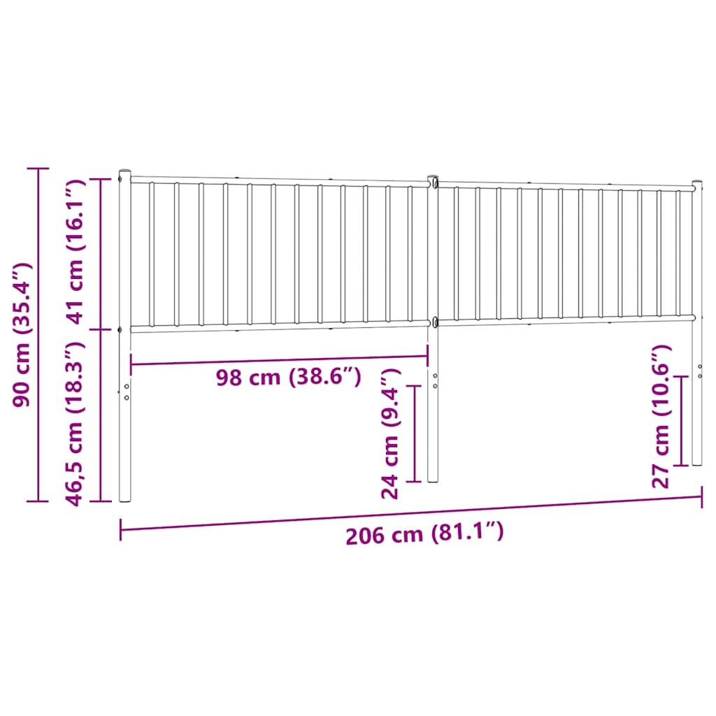 Ersatz-Kopfteil Metall Weiß 200 cm