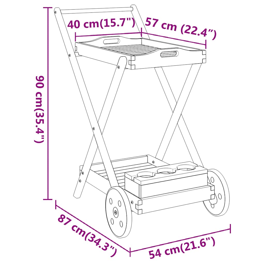 Teewagen 54x87x90 cm Massivholz Akazie