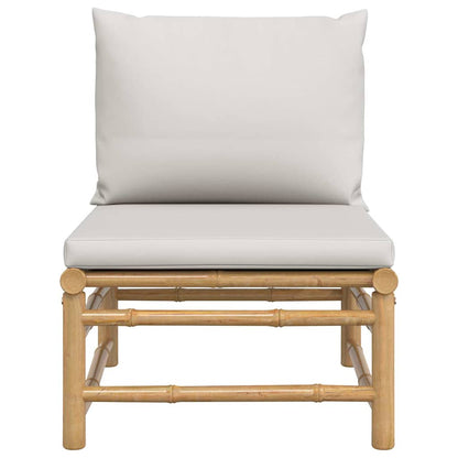 Garten-Mittelsofa mit Hellgrauen Kissen Bambus