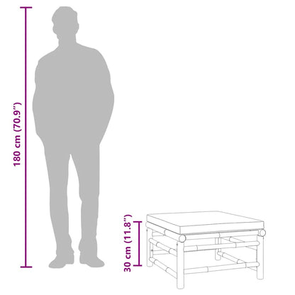 Gartenhocker mit Hellgrauem Kissen Bambus