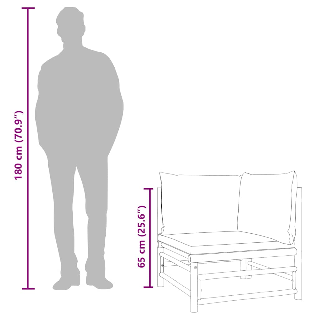 Garten-Ecksofa mit Taupe Kissen Bambus