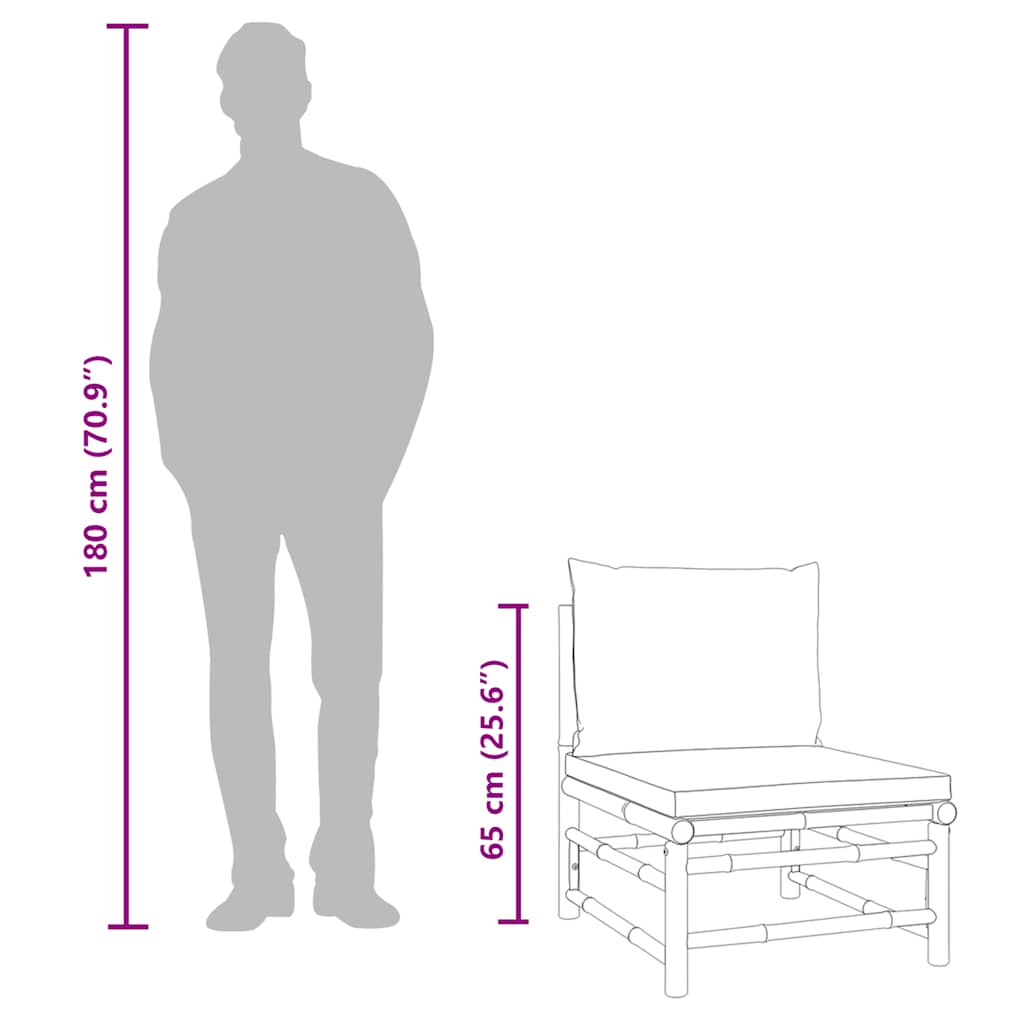 Garten-Mittelsofa mit Grünen Kissen Bambus