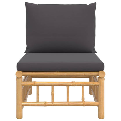 Garten-Mittelsofa mit Dunkelgrauen Kissen Bambus