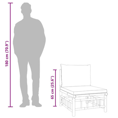 Garten-Mittelsofa mit Dunkelgrauen Kissen Bambus