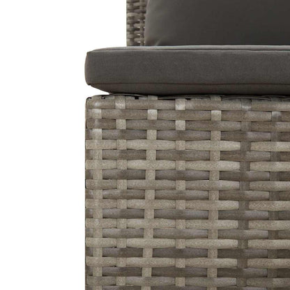 2-teiliges Garten-Lounge-Set mit Kissen Grau Poly Rattan