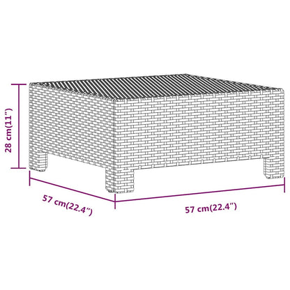 Garten-Fußstütze mit Kissen Grau Poly Rattan