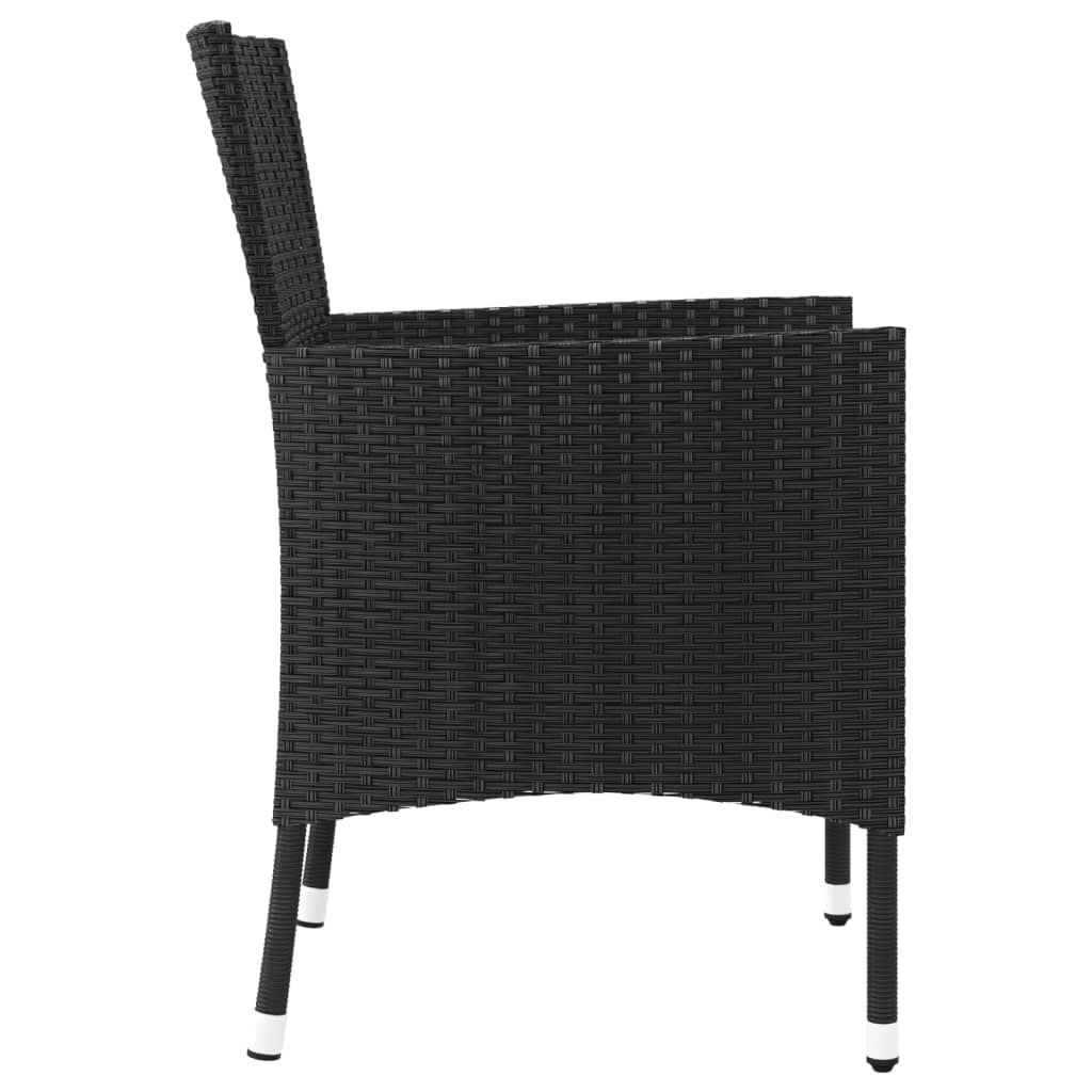 Gartenstühle mit Kissen 2 Stk. Schwarz Poly Rattan