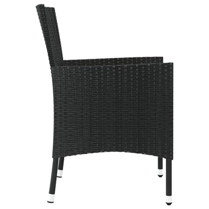 Gartenstühle mit Kissen 2 Stk. Schwarz Poly Rattan