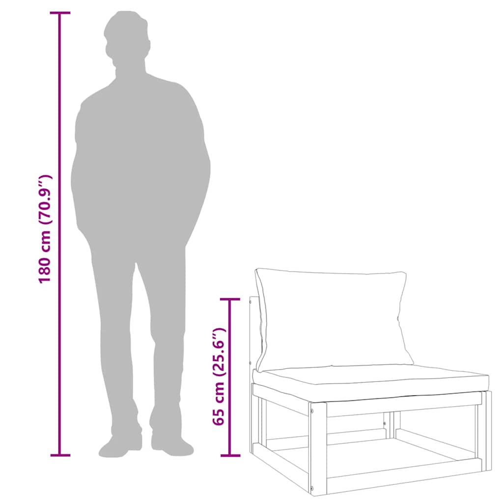 Garten-Mittelsofa mit Grünen Kissen Massivholz Akazie