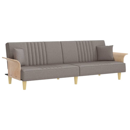 Schlafsofa mit Armlehnen Taupe Stoff