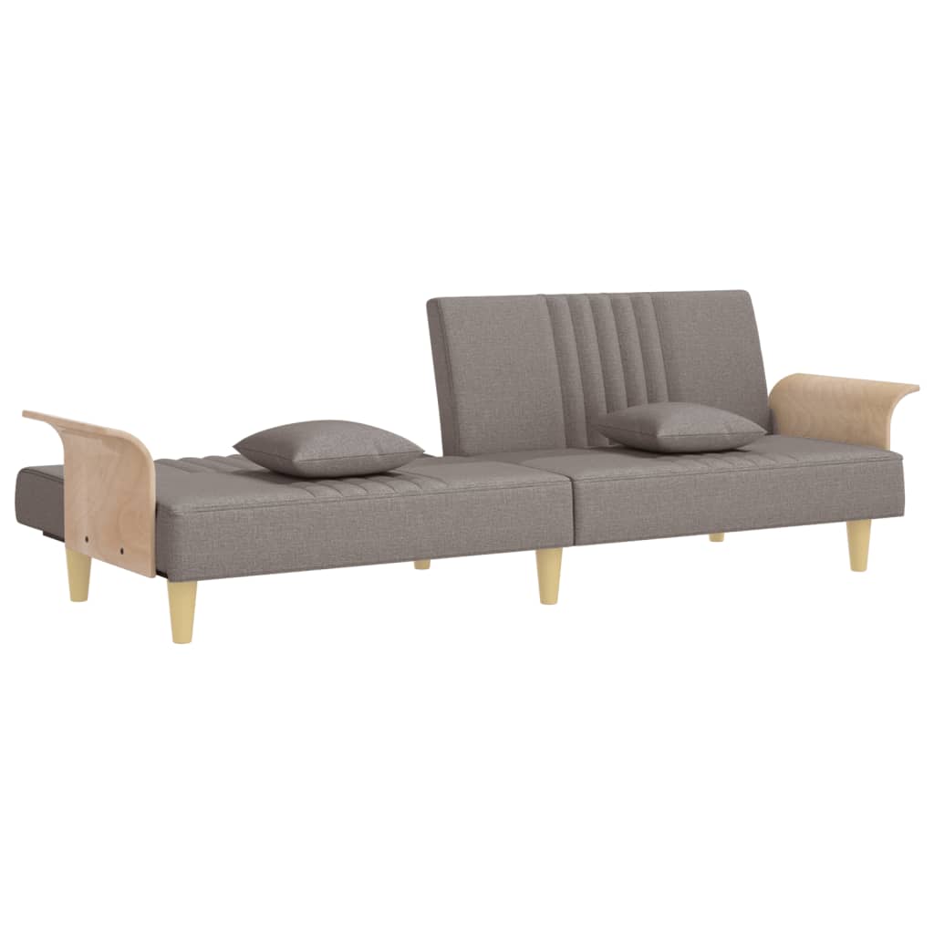 Schlafsofa mit Armlehnen Taupe Stoff