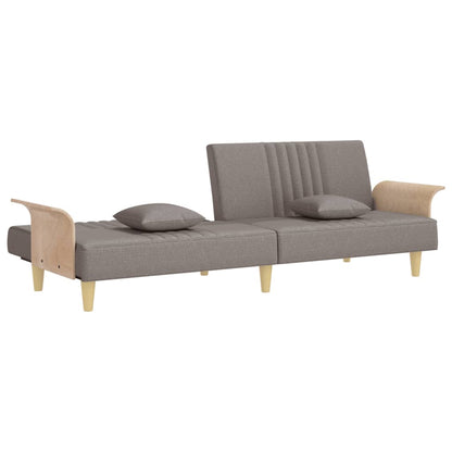 Schlafsofa mit Armlehnen Taupe Stoff