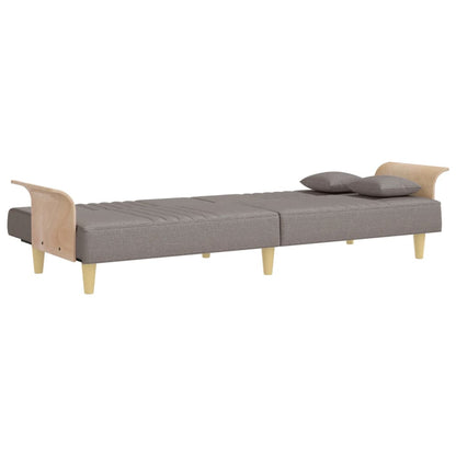 Schlafsofa mit Armlehnen Taupe Stoff