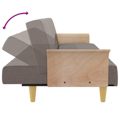 Schlafsofa mit Armlehnen Taupe Stoff