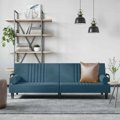 Schlafsofa mit Armlehnen Blau Samt