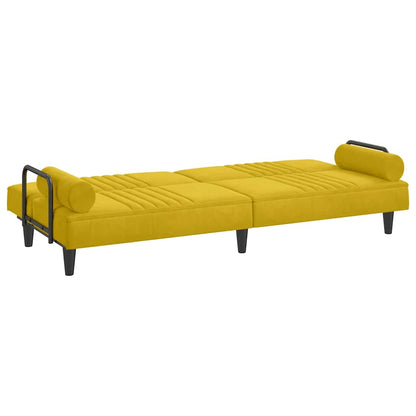 Schlafsofa mit Armlehnen Gelb Samt