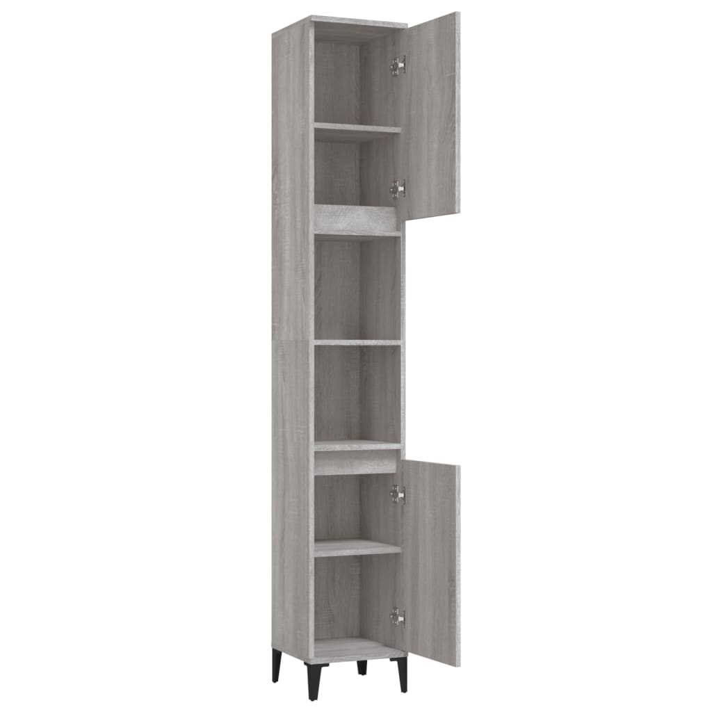 Badschrank Grau Sonoma 30x30x190 cm Holzwerkstoff