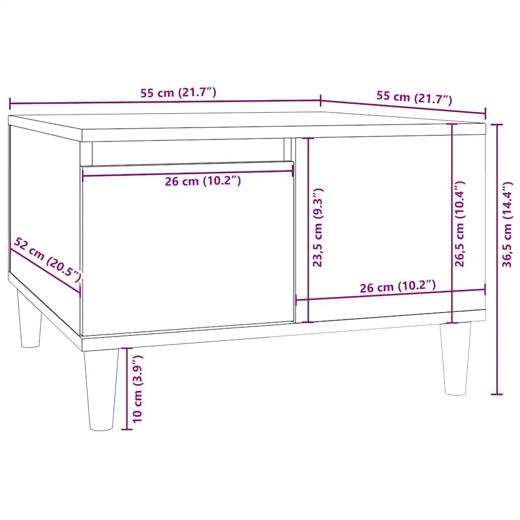 Couchtisch Räuchereiche 55x55x36,5 cm Holzwerkstoff