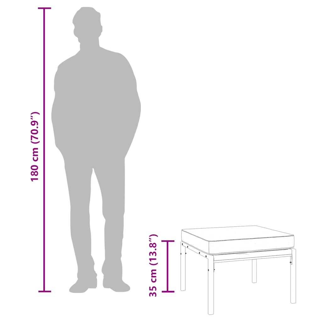 Gartenhocker mit Grauen Kissen 2 Stk. 60x60x35 cm Stahl