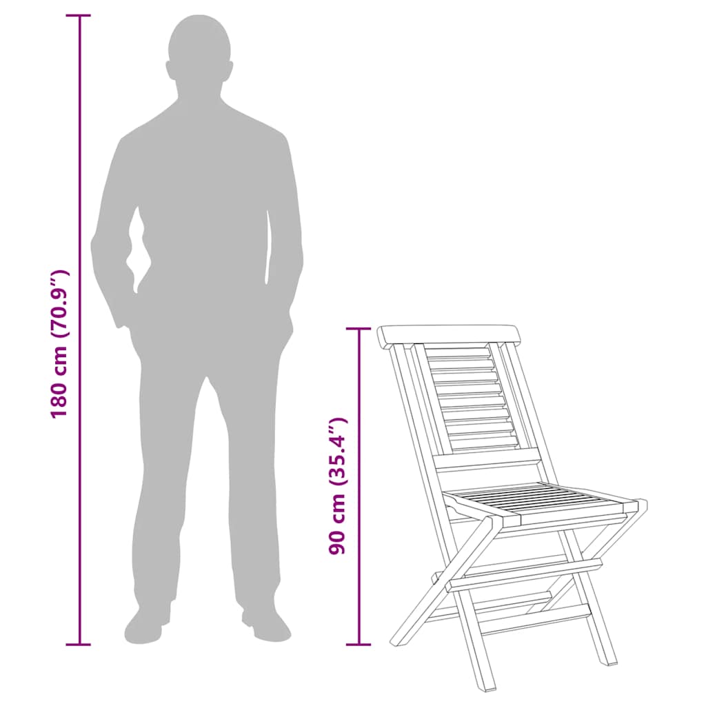 Gartenstühle 2 Stk. Klappbar 47x63x90 cm Massivholz Teak