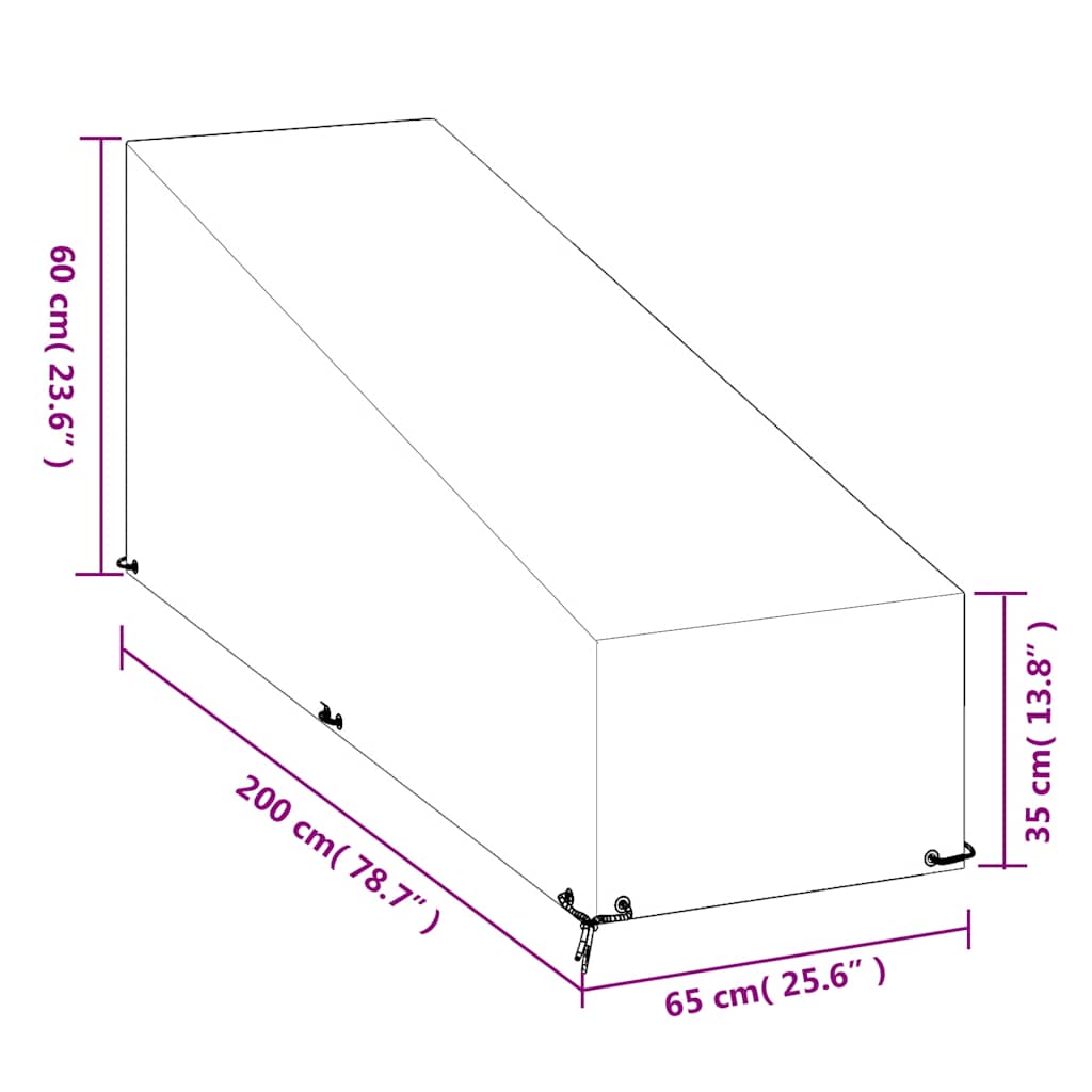 Abdeckungen für Sonnenliegen 2 Stk. 12 Ösen 200x65x35/60 cm