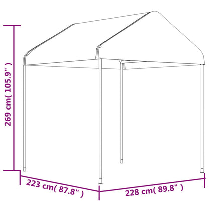 Pavillon mit Dach Weiß 15,61x2,28x2,69 m Polyethylen