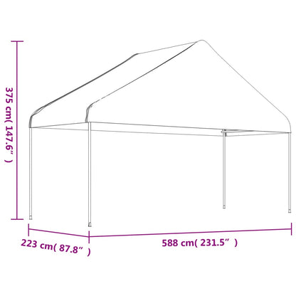 Pavillon mit Dach Weiß 8,92x5,88x3,75 m Polyethylen