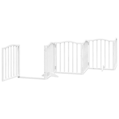 15-tlg. Hundetor mit Tür Faltbar Weiß 750 cm Pappelholz