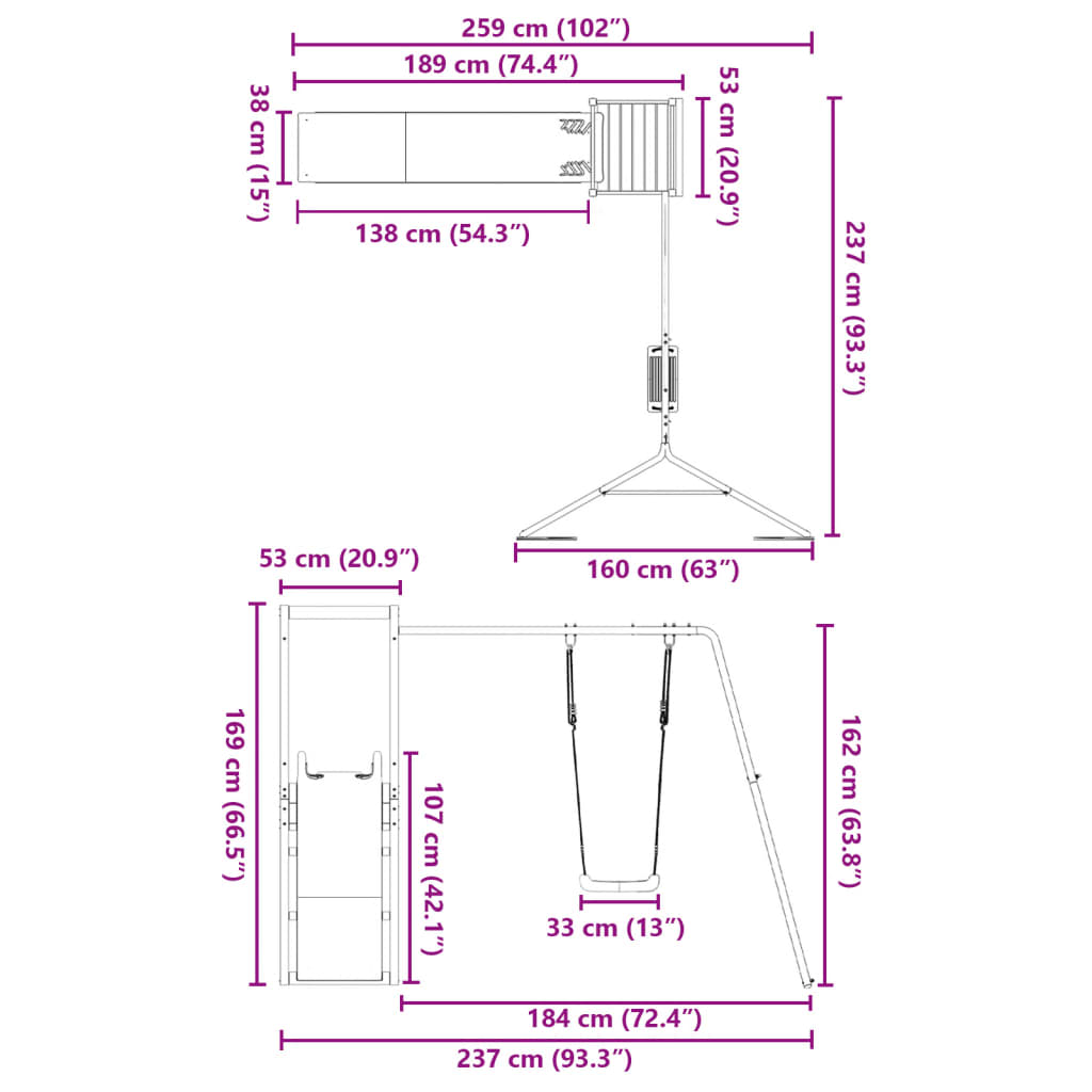 Spielturm Massivholz Kiefer