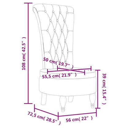 Polsterstuhl mit Hoher Rückenlehne Blau Samt Knopfheftung