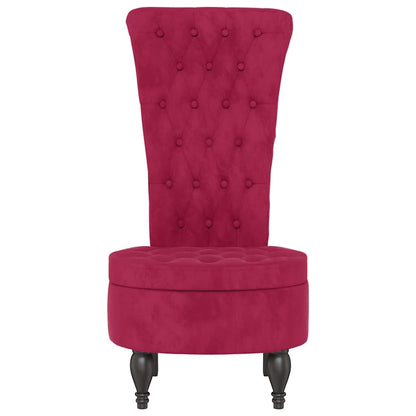 Polsterstuhl mit Hoher Rückenlehne Weinrot Samt Knopfheftung