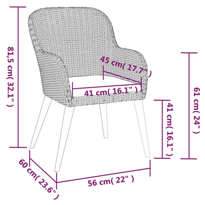 7-tlg. Garten-Essgruppe mit Kissen Schwarz