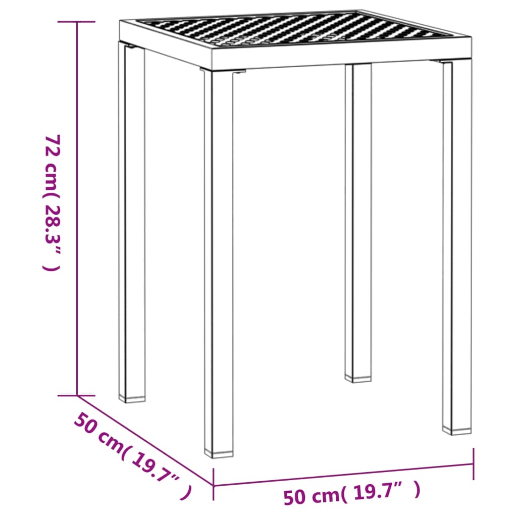 Gartentisch Anthrazit 50x50x72 cm Stahl