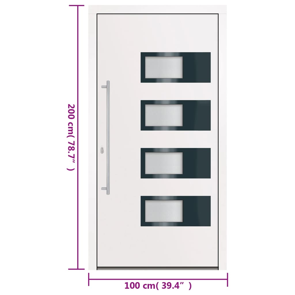 Haustür Weiß 100x200 cm Aluminium und PVC