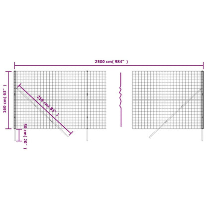 Maschendrahtzaun Anthrazit 1,6x25 m Verzinkter Stahl