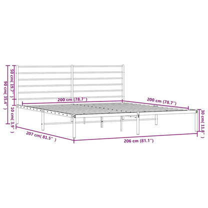 Bettgestell mit Kopfteil Metall Schwarz 200x200 cm