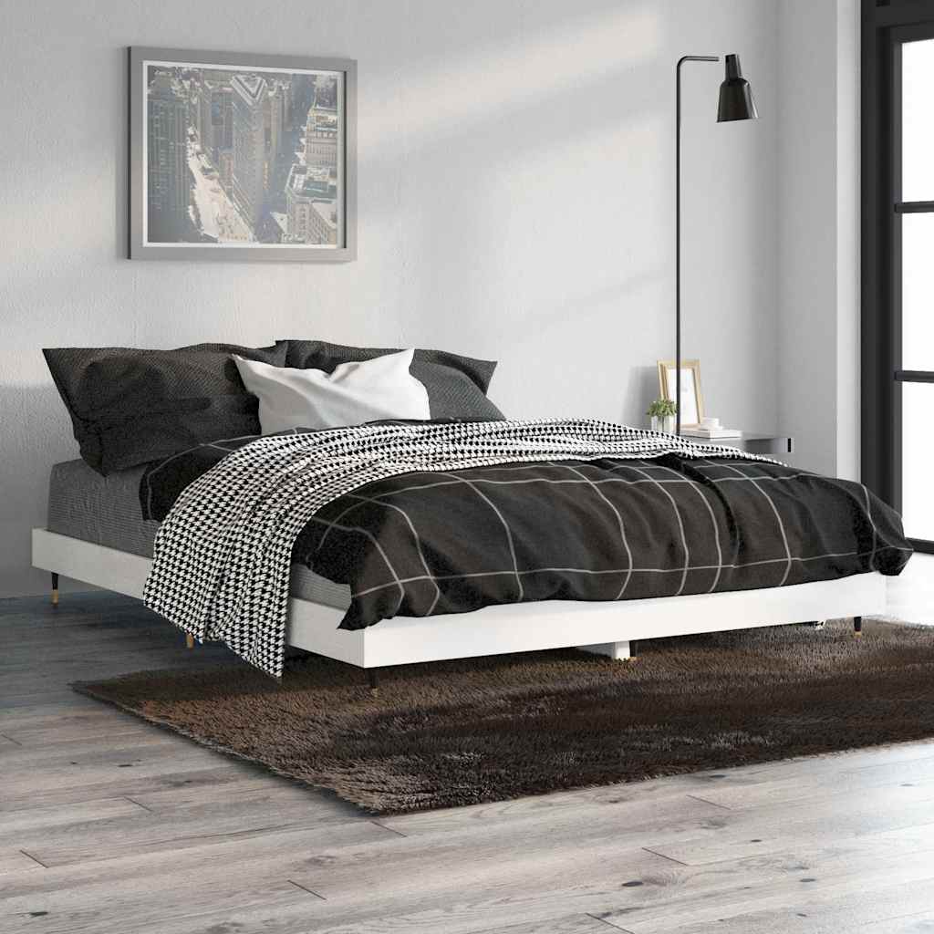 Bettgestell Hochglanz-Weiß 135x190 cm Holzwerkstoff