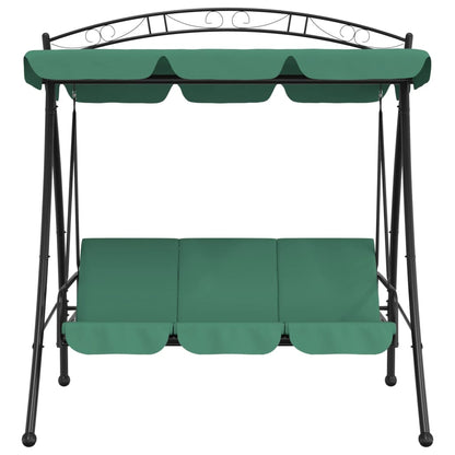 Hollywoodschaukel mit Dach Grün 198 cm Stoff und Stahl