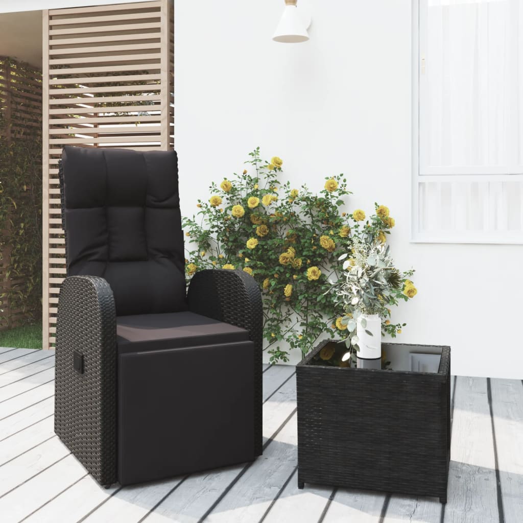 2-tlg. Garten-Lounge-Set Schwarz Poly Rattan & Stahl